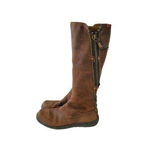 Camper Women's Brown Leather Side Zipper Knee High Biker Boots Size EUR 40 US 9